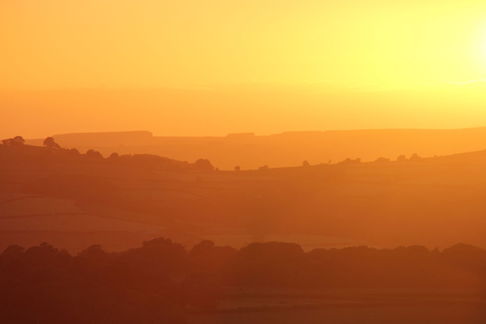 Sunset from field above Llwyn-y-fron